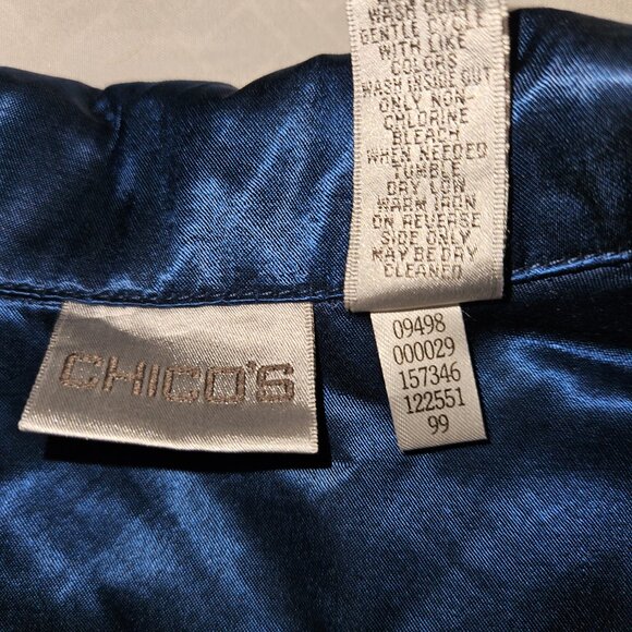 CHICOS Long Sleeve Jacket Midnight Blue Sheen Size 1 (M) - Picture 7 of 7